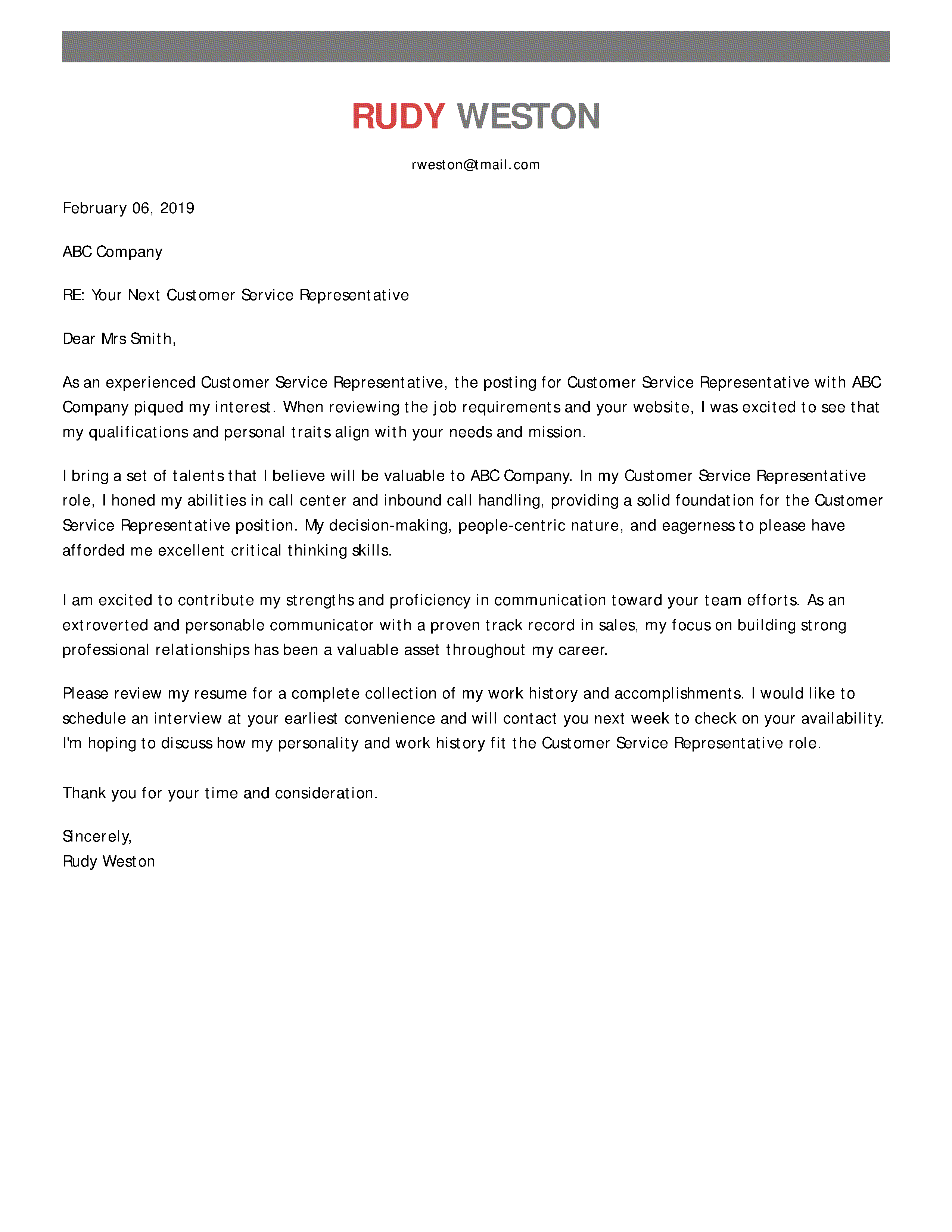 Cover letter format template